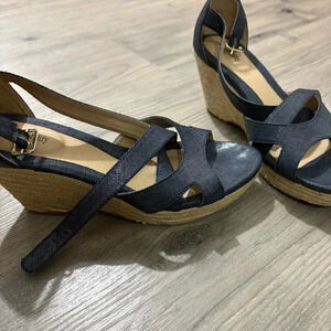 Solesenseability Espadrille Braided Wedge Sandals Dark Blue Navy Women's Size 10